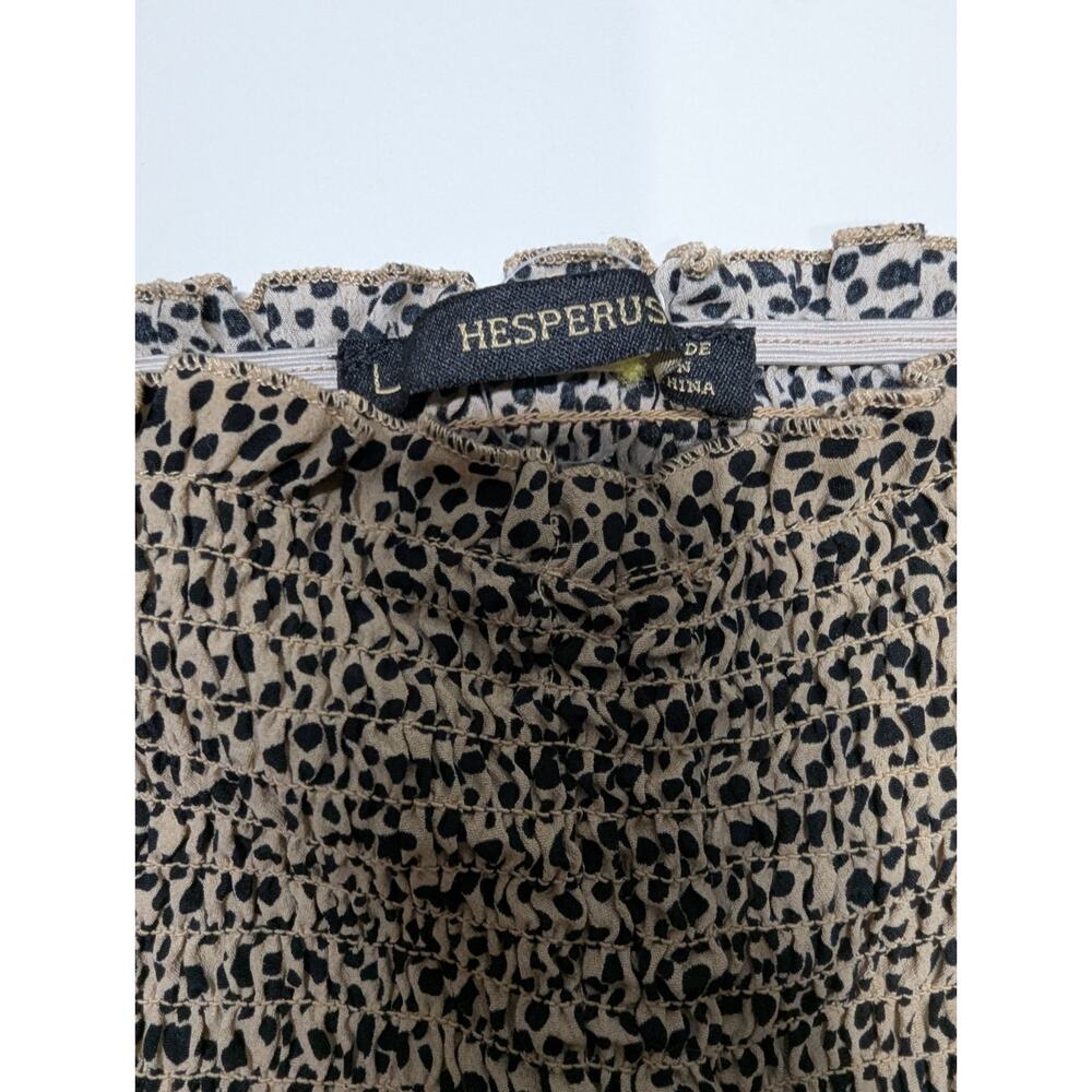 Hesperus- Leopard Print Puff Sleeve Smocked Blouse Women's Large Boho Cowgirl - Picture 4 of 7